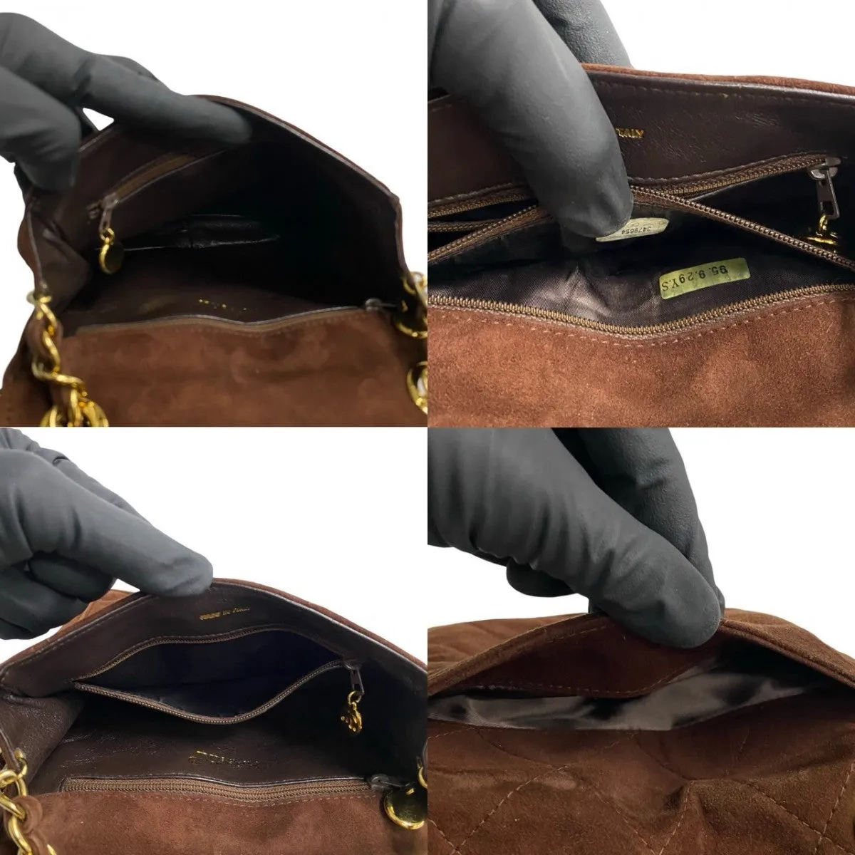 CHANEL Shoulder Bag Suede Brown Matrasse