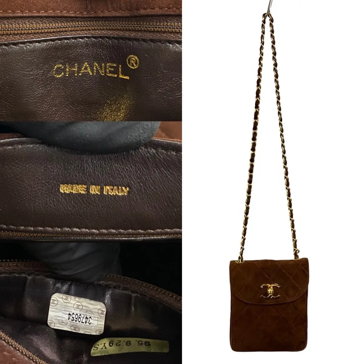 CHANEL Shoulder Bag Suede Brown Matrasse