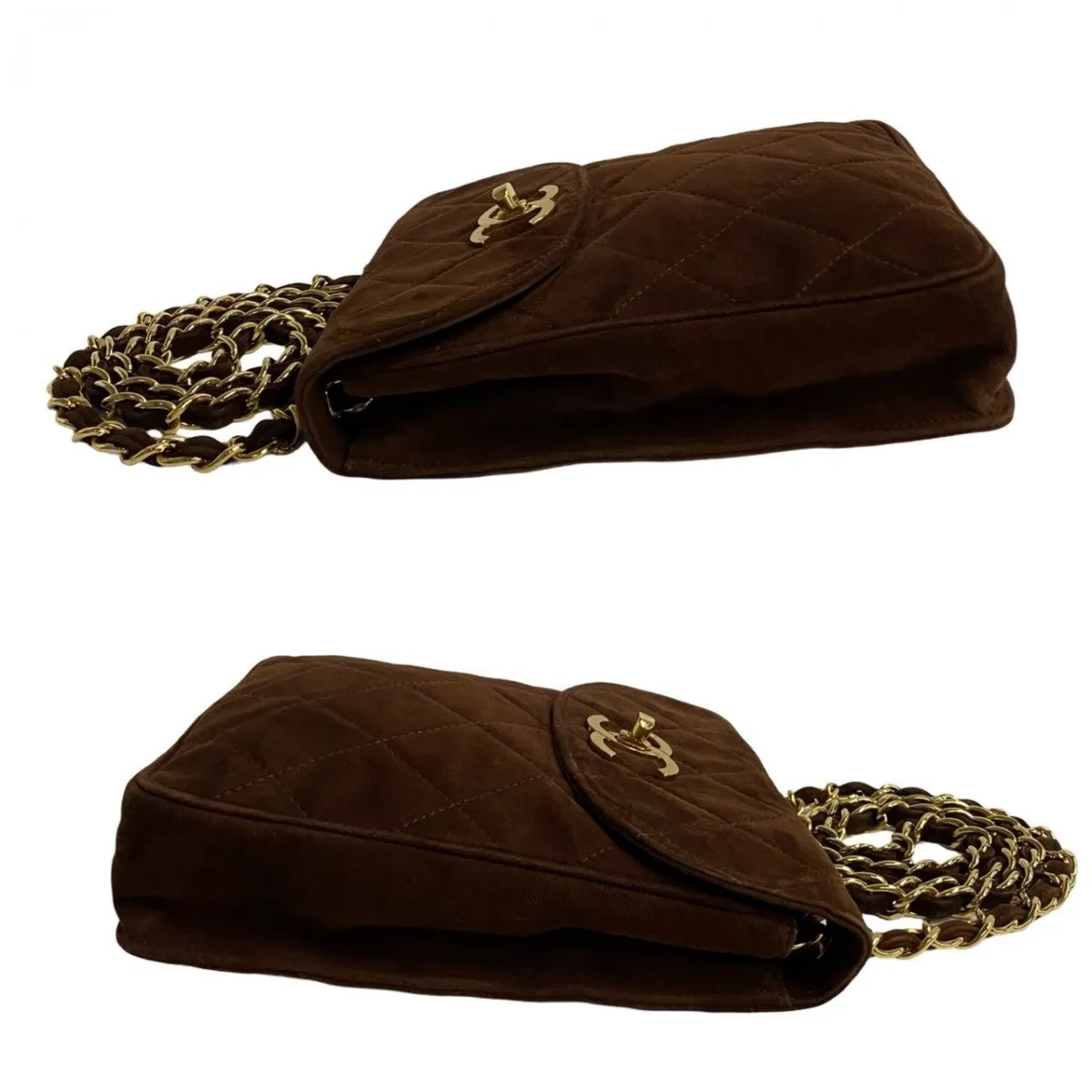 CHANEL Shoulder Bag Suede Brown Matrasse