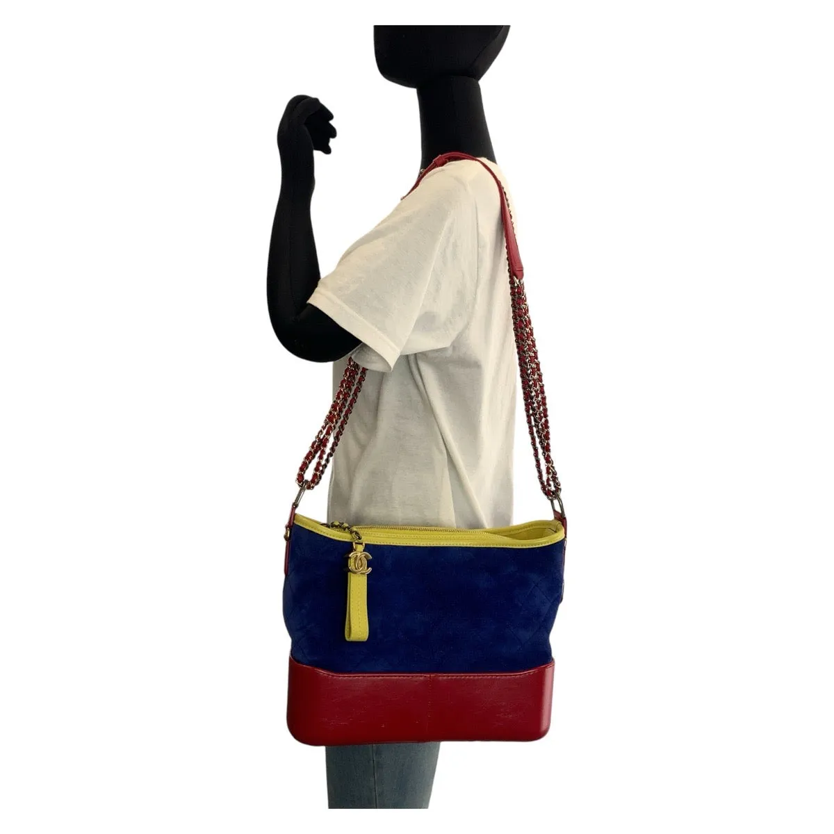CHANEL Shoulder Bag Suede, Leather Blue red yellow Shoulder Bag ChainShoulder Bag Gabriel de Chanel Women Used