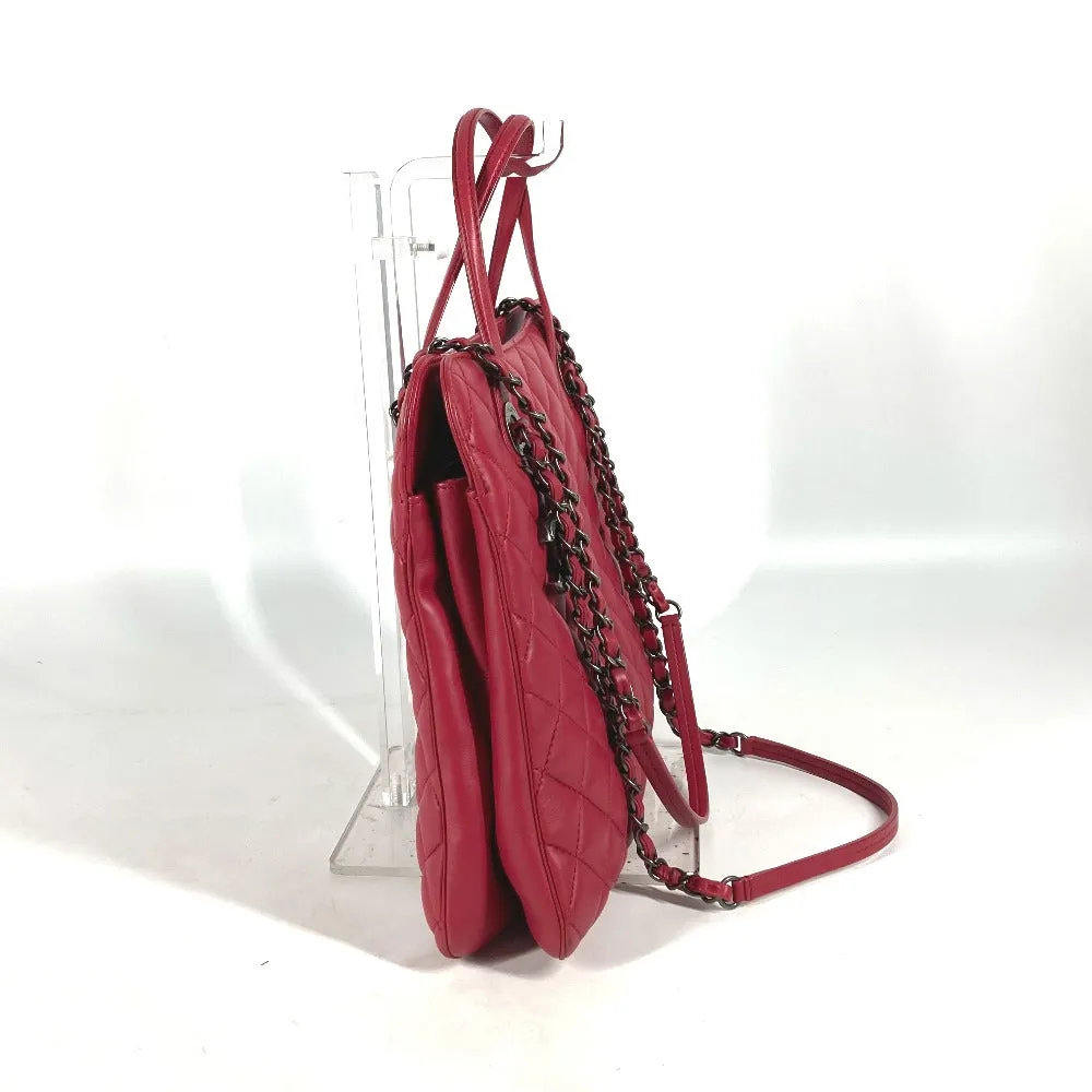 CHANEL Tote Bag lambskin pink Handbag Shoulder Bag CC COCO Mark Matelasse Quilting Women Used