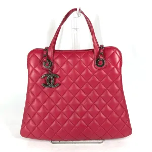 CHANEL Tote Bag lambskin pink Handbag Shoulder Bag CC COCO Mark Matelasse Quilting Women Used