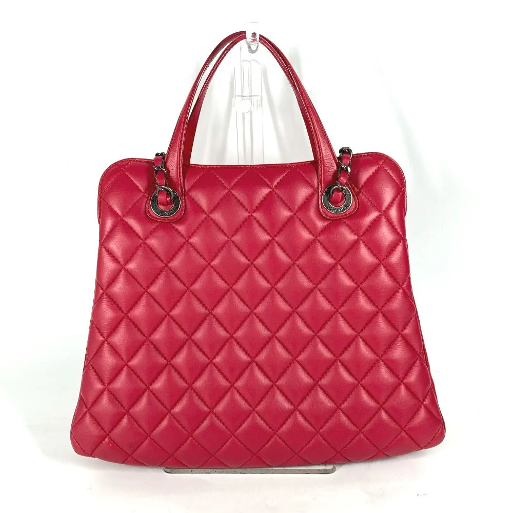 CHANEL Tote Bag lambskin pink Handbag Shoulder Bag CC COCO Mark Matelasse Quilting Women Used