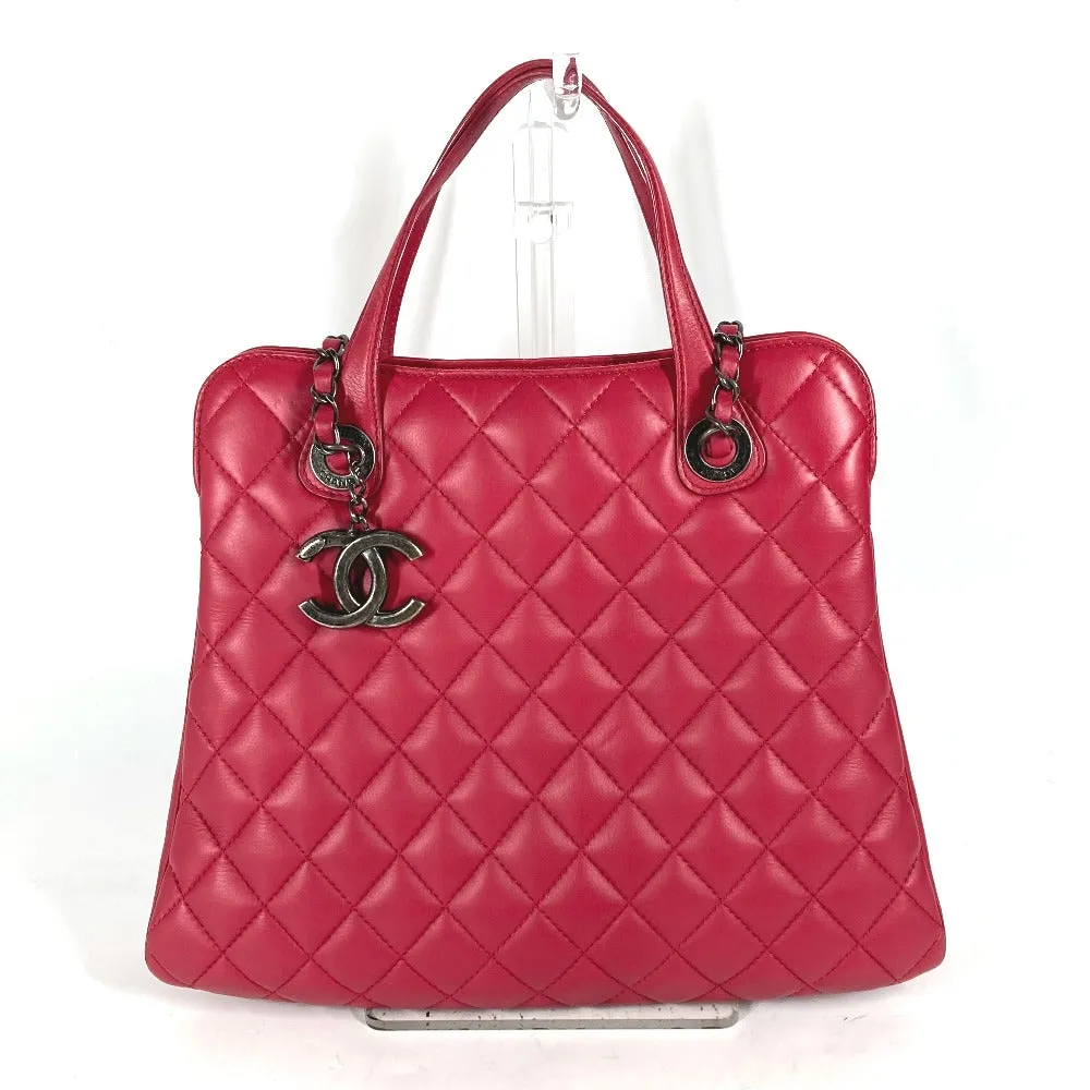 CHANEL Tote Bag lambskin pink Handbag Shoulder Bag CC COCO Mark Matelasse Quilting Women Used