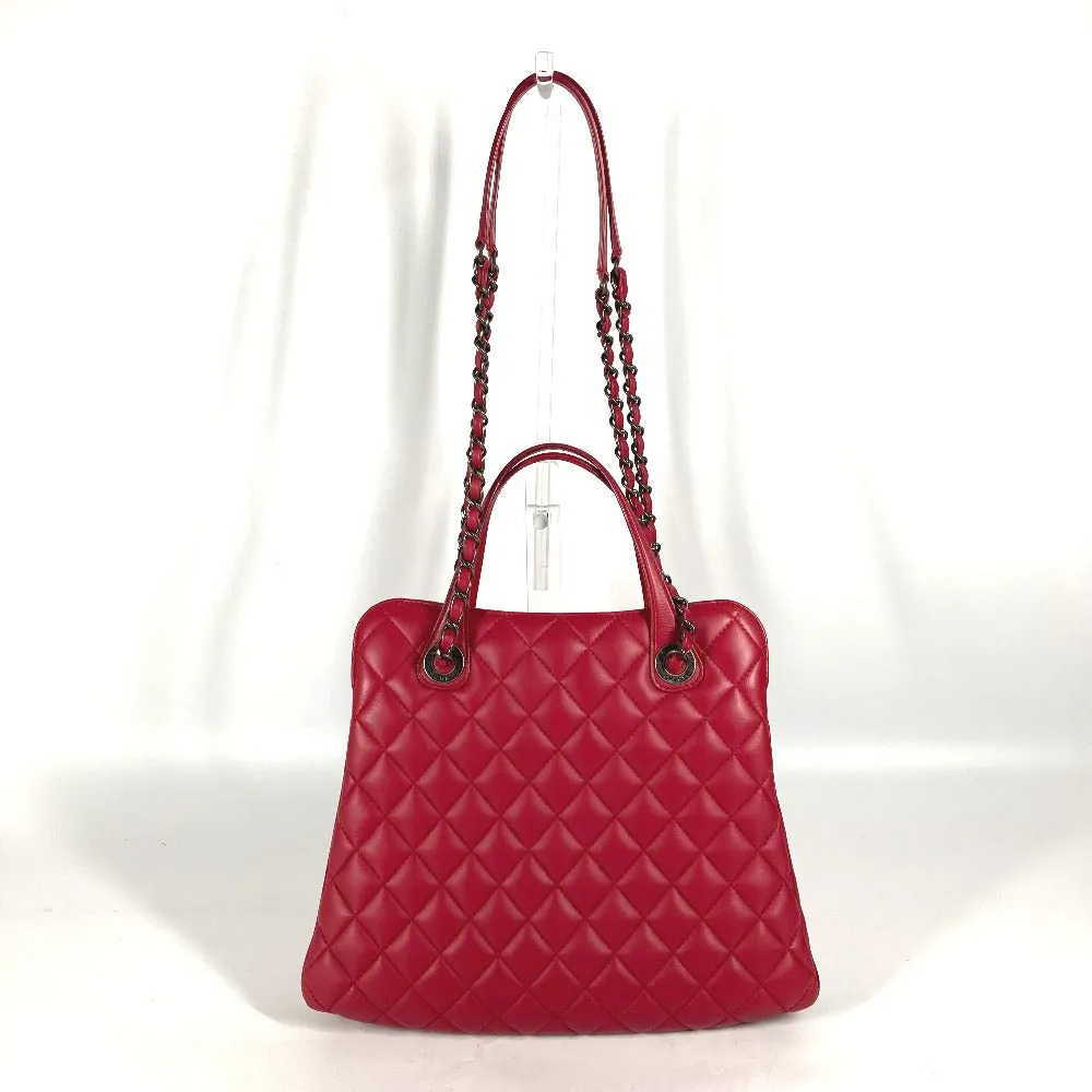 CHANEL Tote Bag lambskin pink Handbag Shoulder Bag CC COCO Mark Matelasse Quilting Women Used
