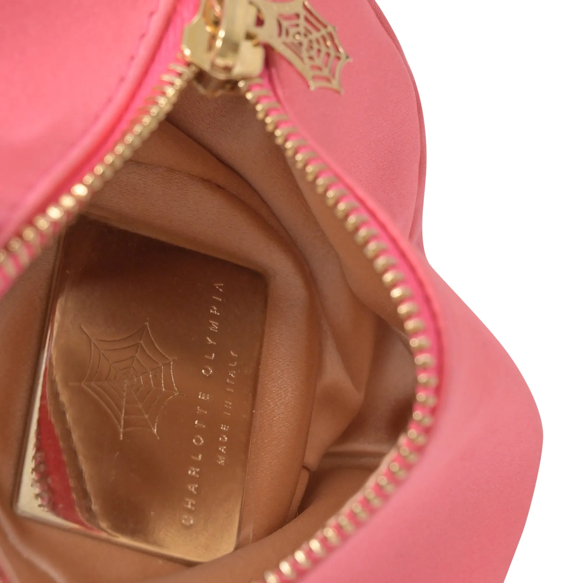 Charlotte Olympia Teddy Bear Crossbody Bag in Pink Satin