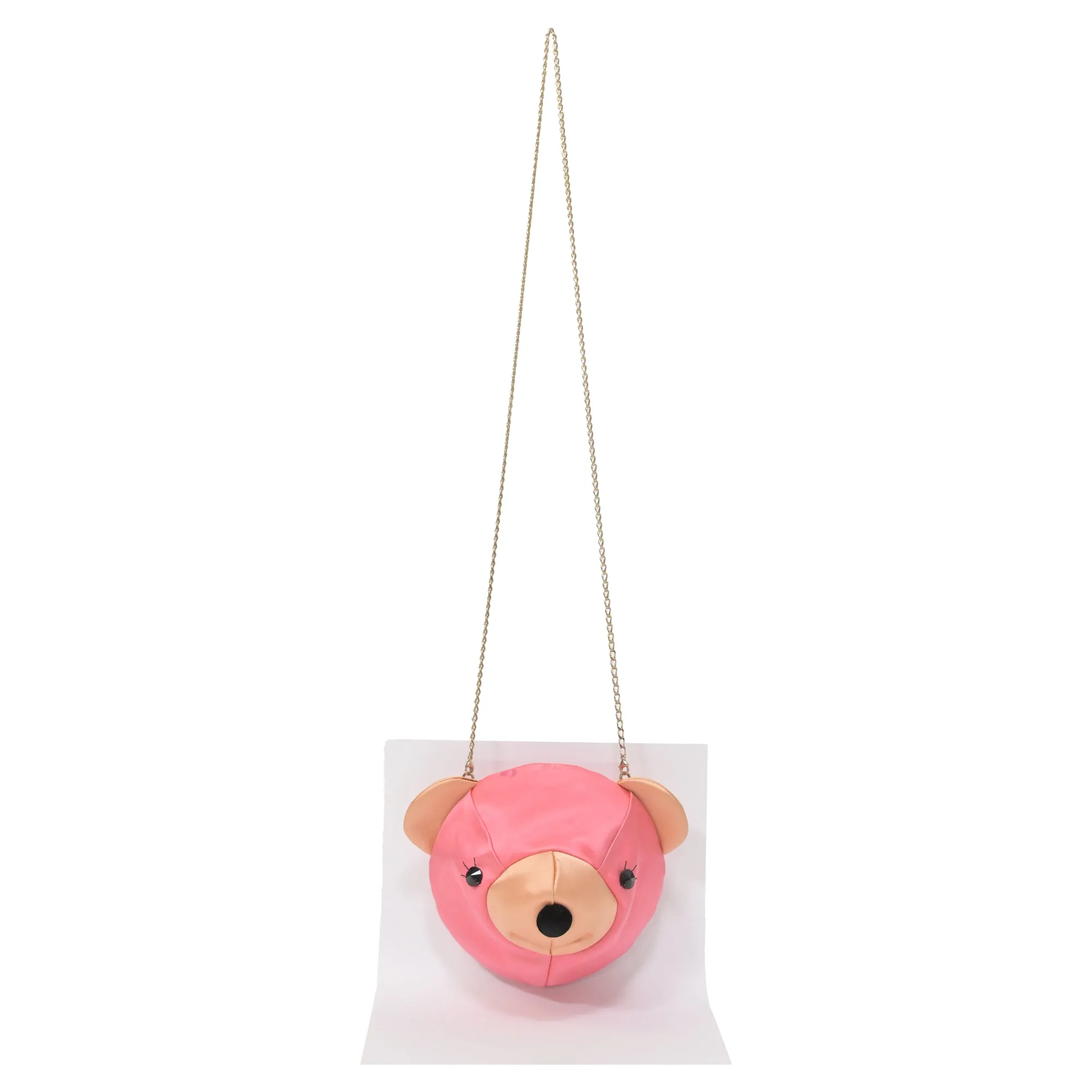 Charlotte Olympia Teddy Bear Crossbody Bag in Pink Satin