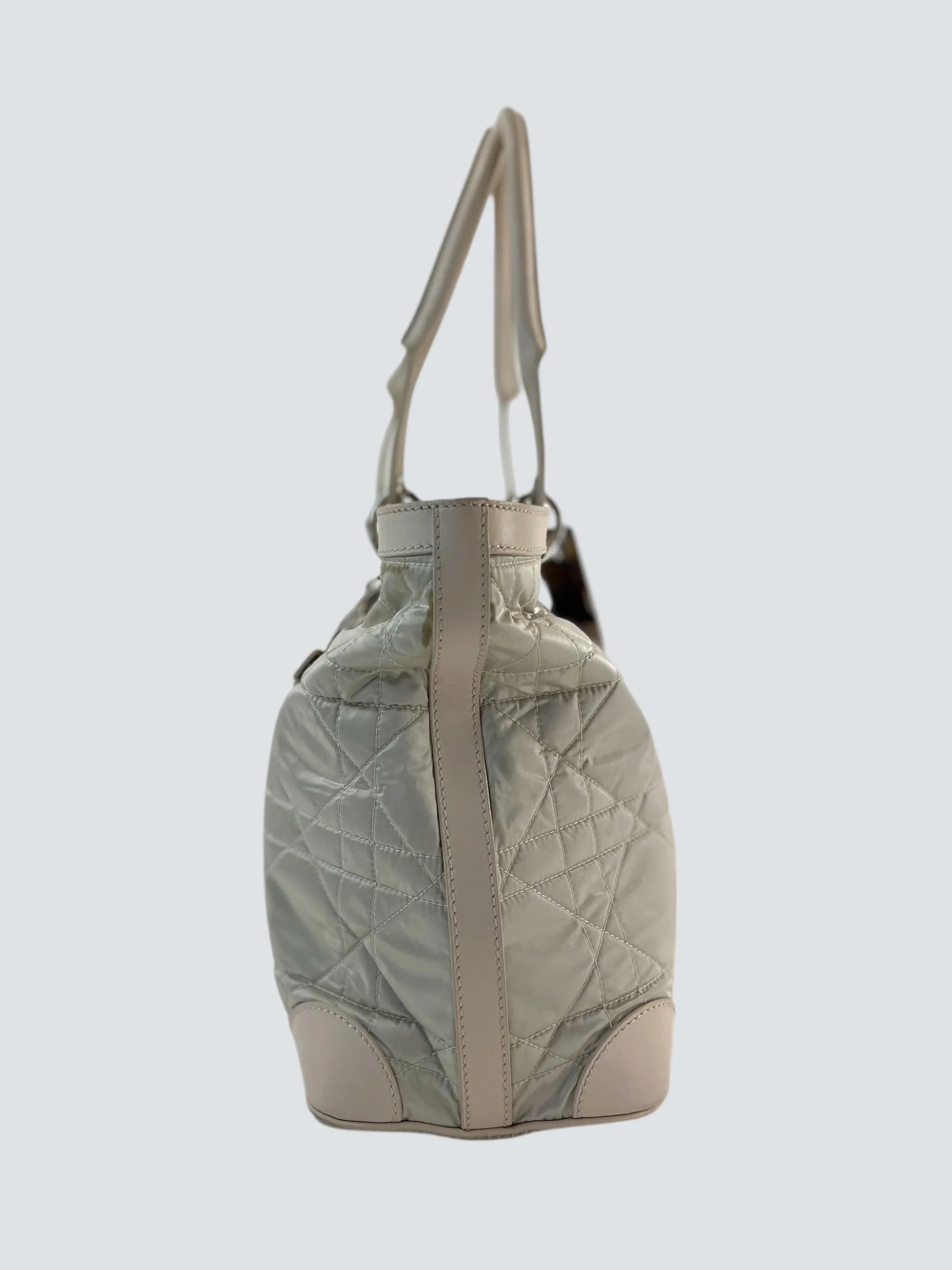 Christian Dior Cream Satin Cannage Tote