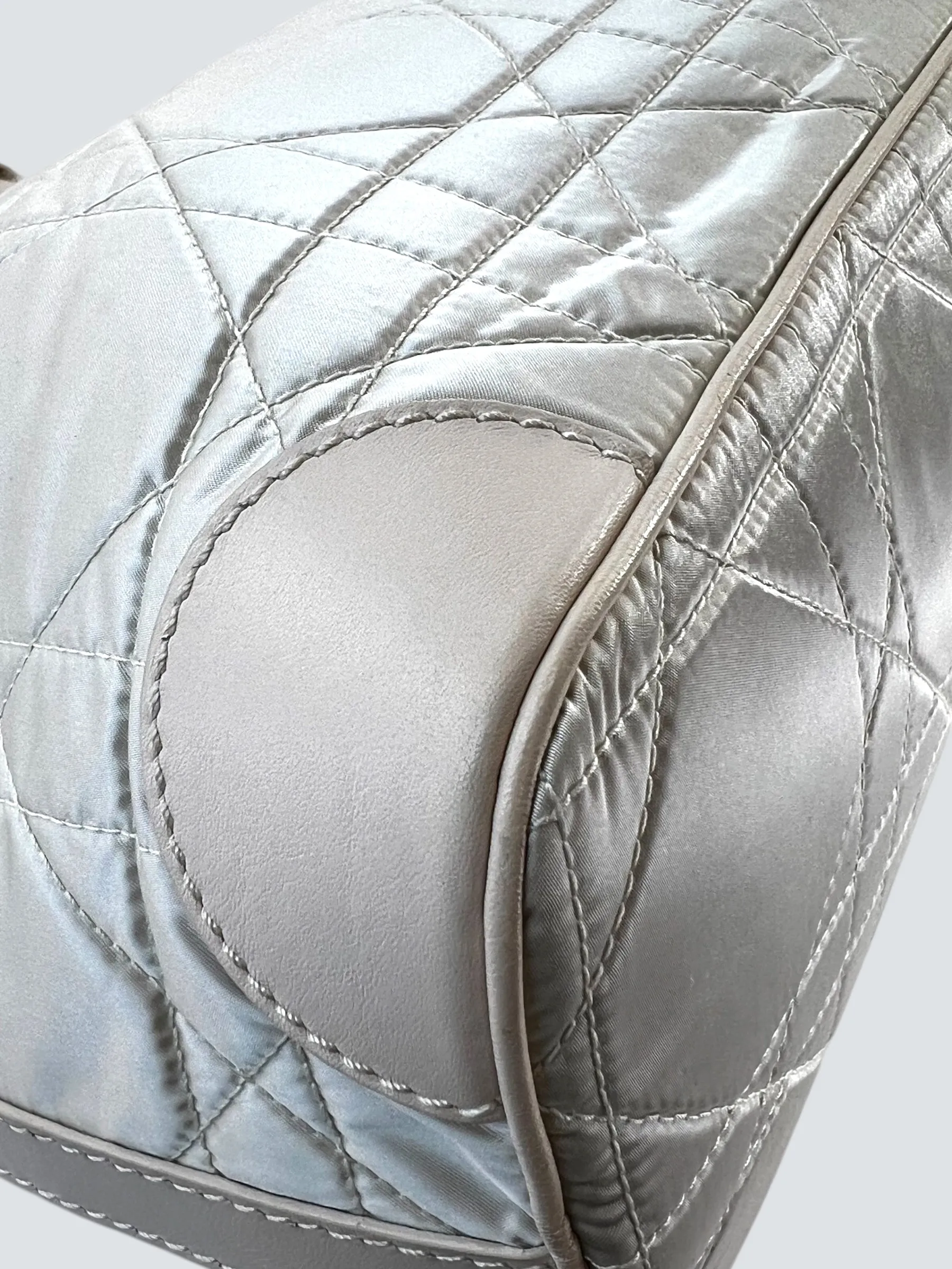 Christian Dior Cream Satin Cannage Tote