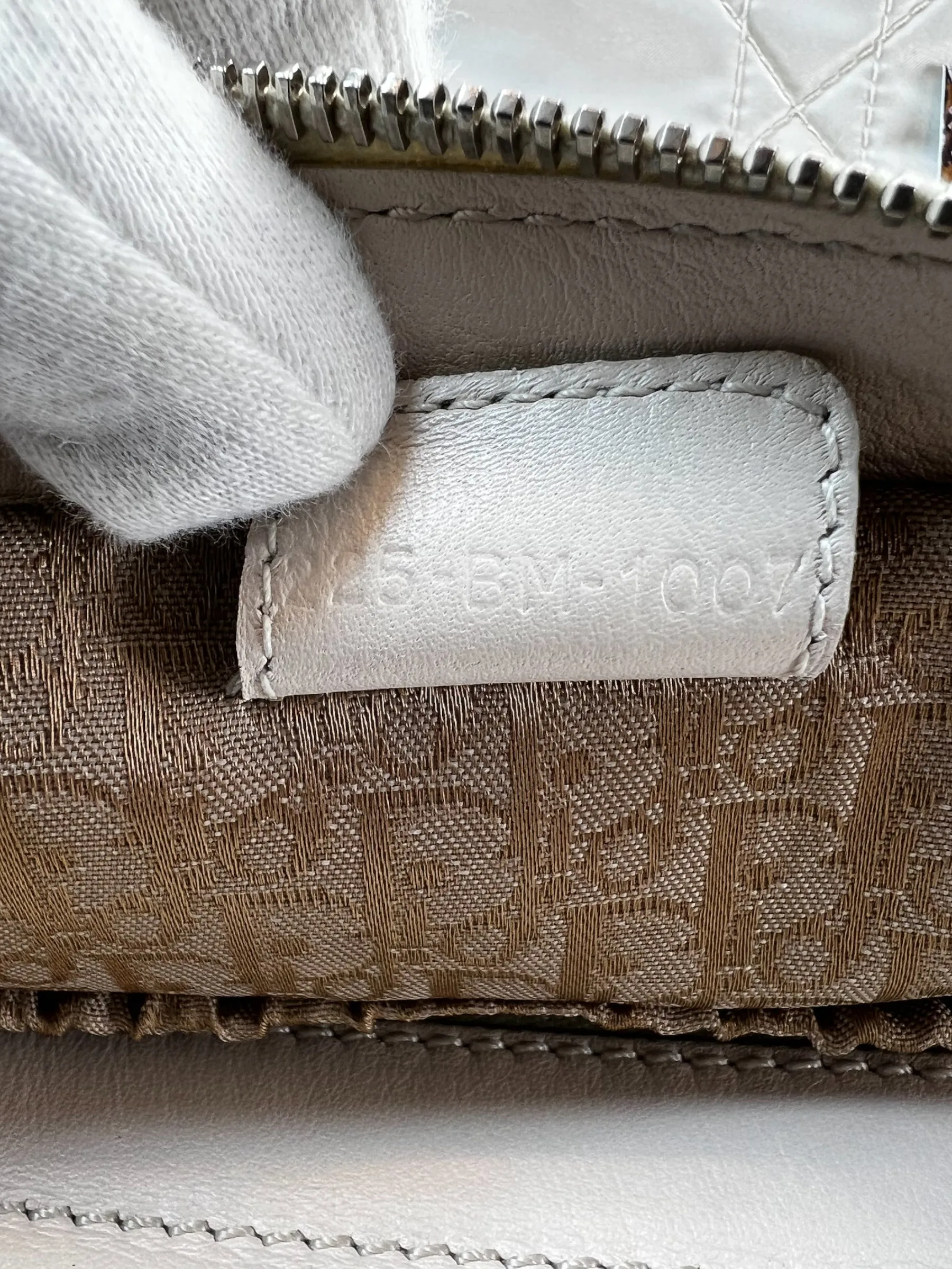 Christian Dior Cream Satin Cannage Tote
