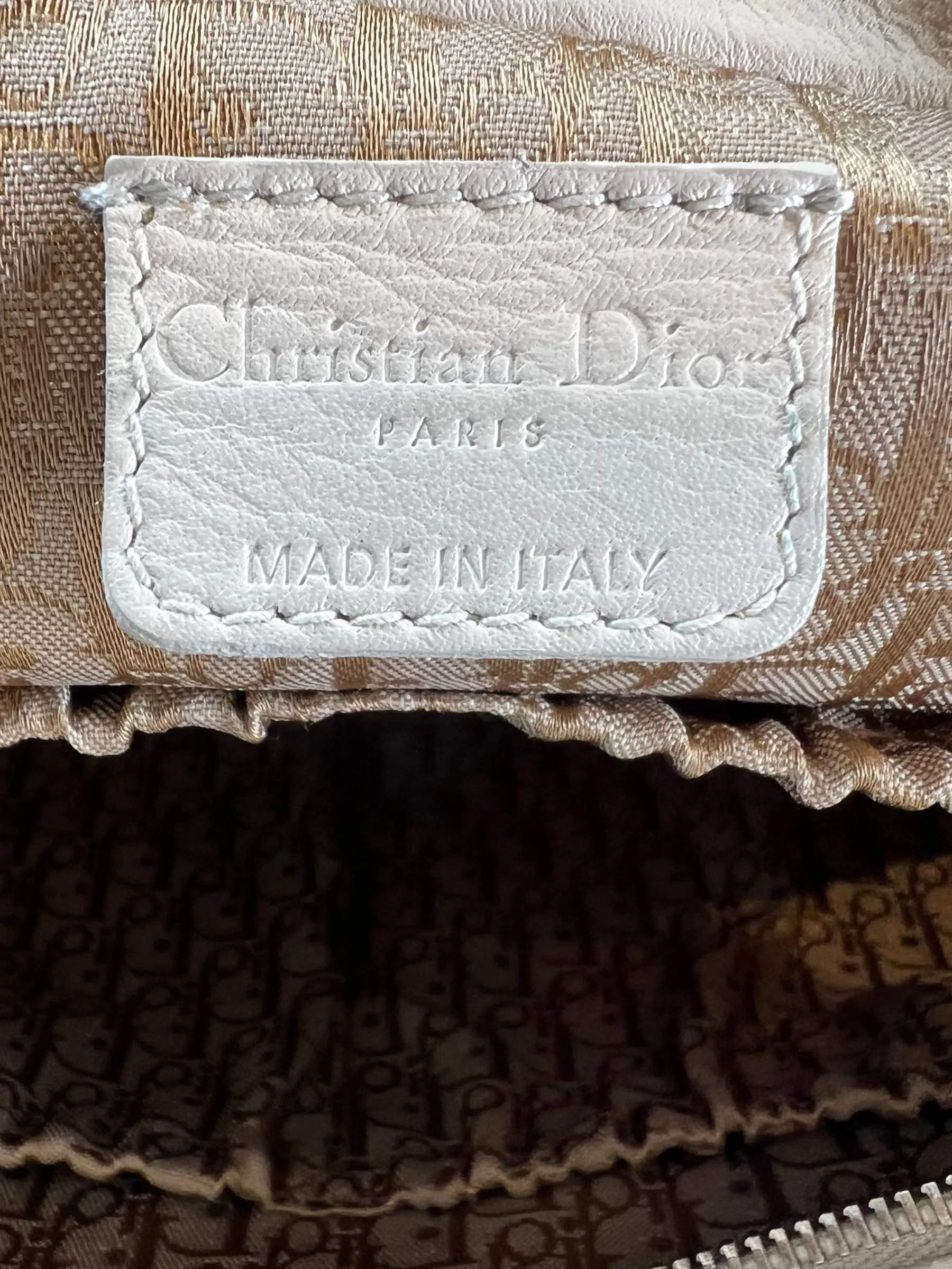 Christian Dior Cream Satin Cannage Tote