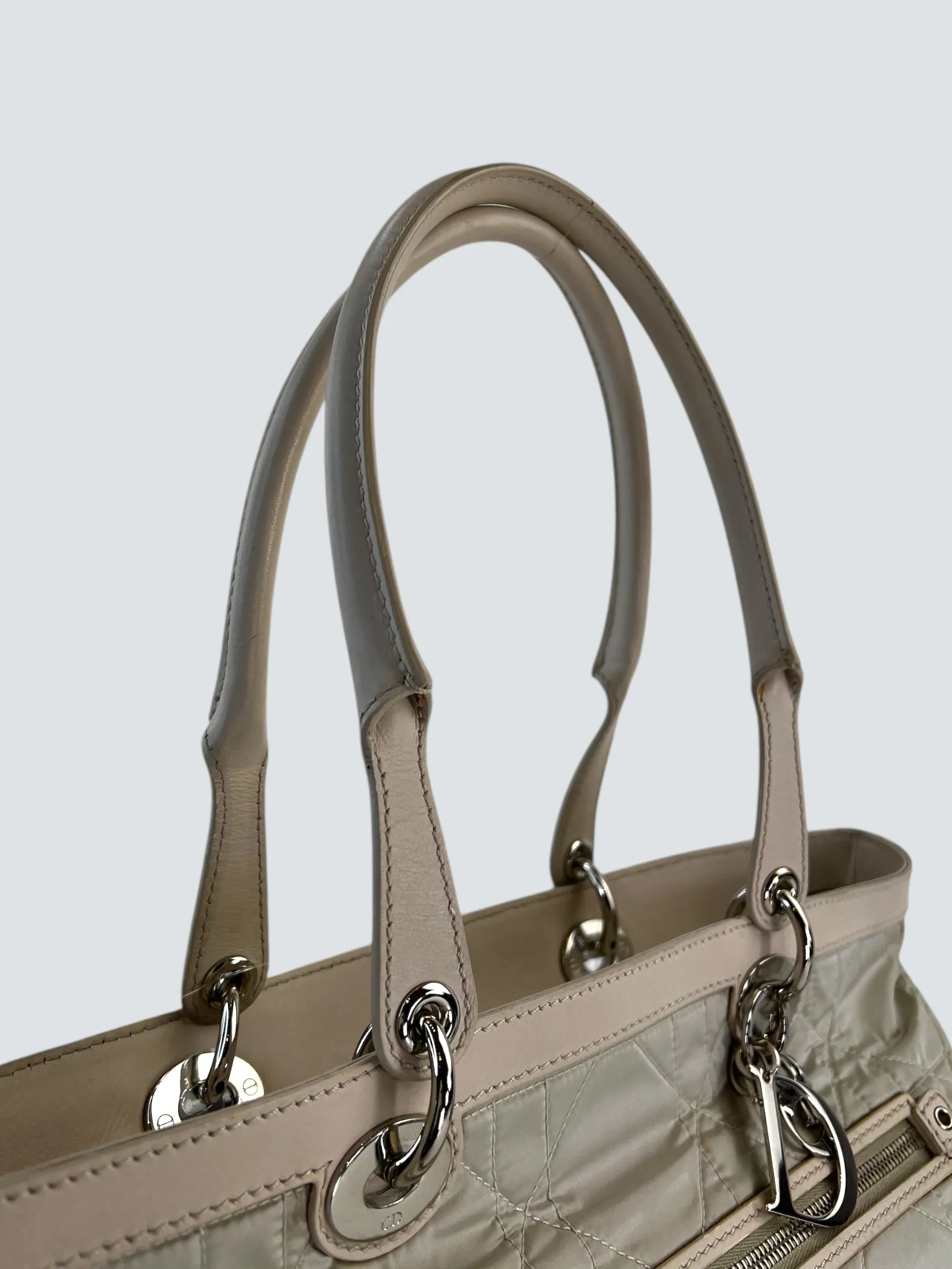 Christian Dior Cream Satin Cannage Tote