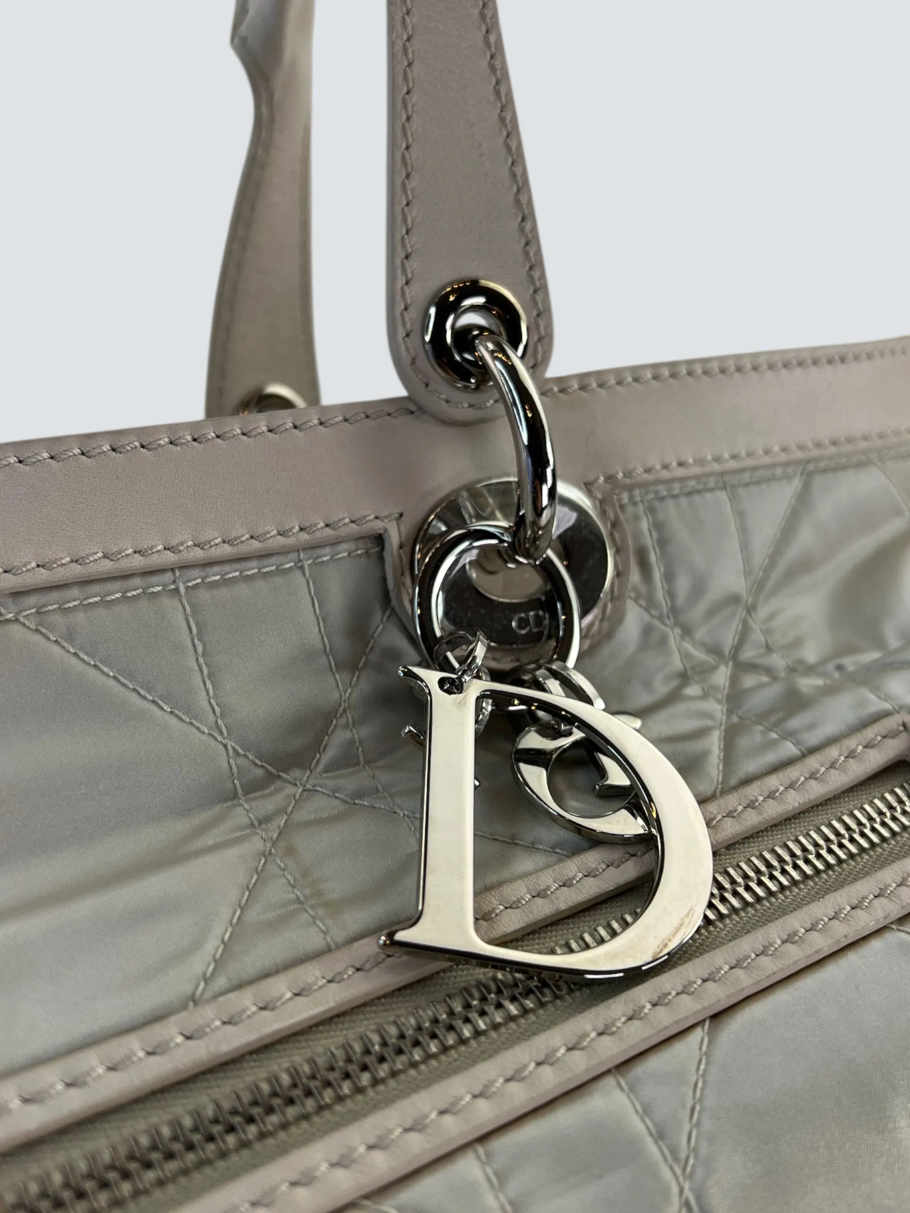 Christian Dior Cream Satin Cannage Tote