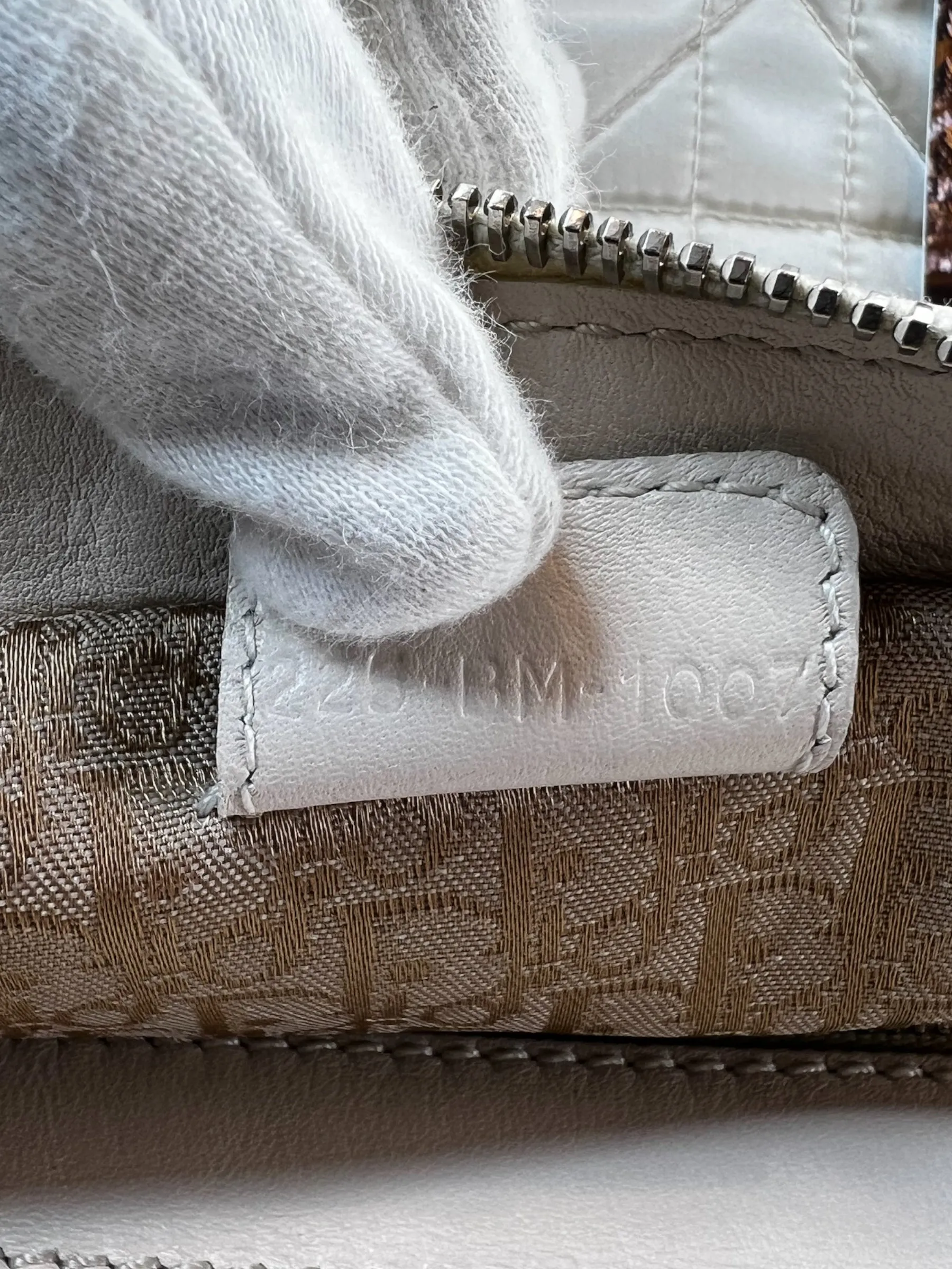 Christian Dior Cream Satin Cannage Tote