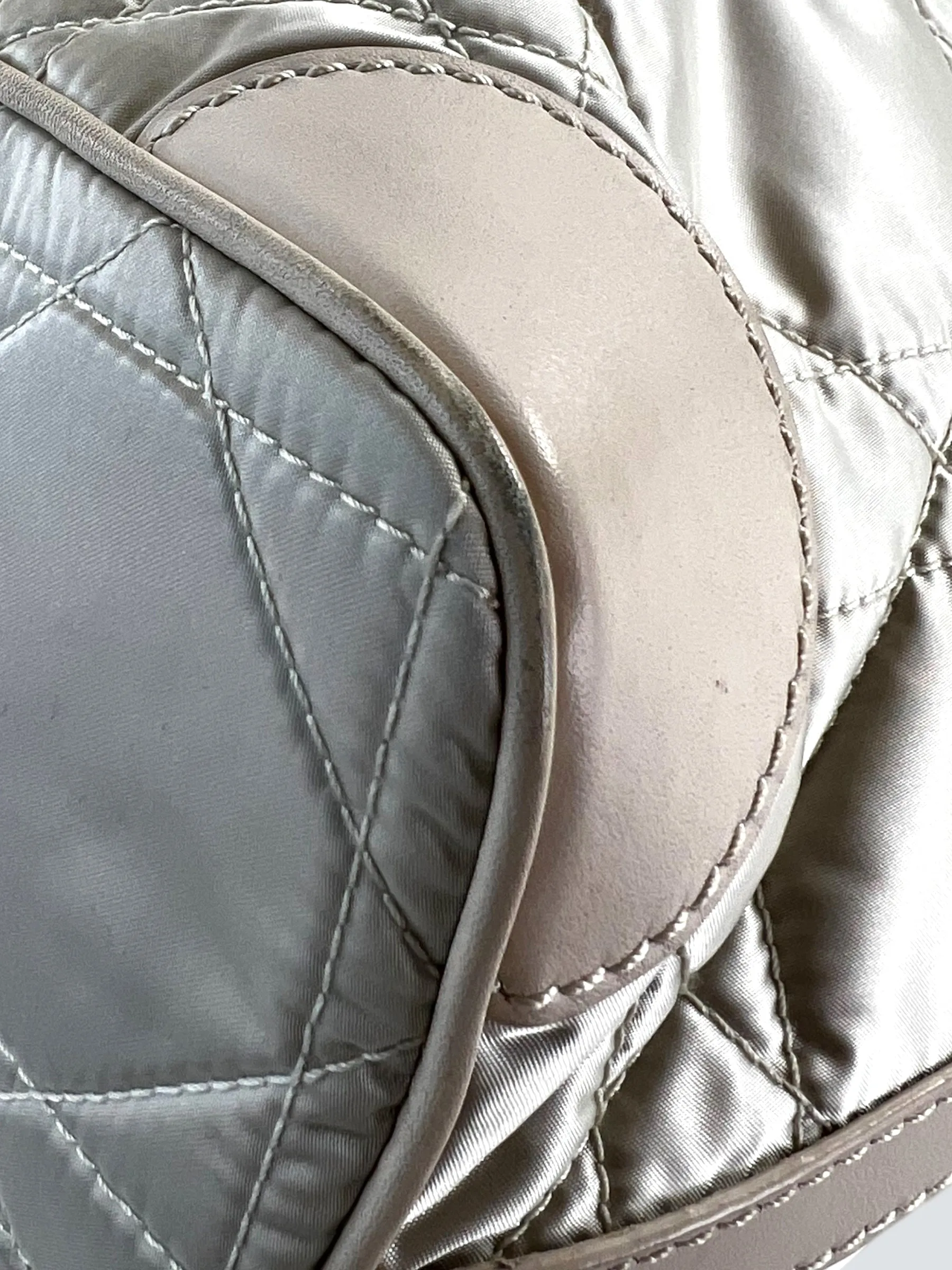 Christian Dior Cream Satin Cannage Tote