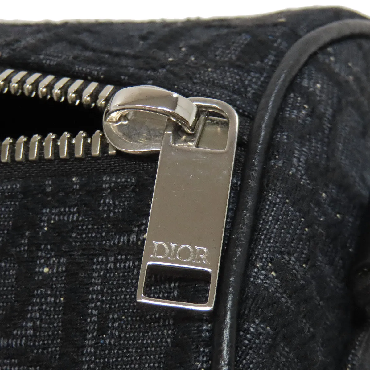 Christian Dior Shoulder Bag canvas black Oblique