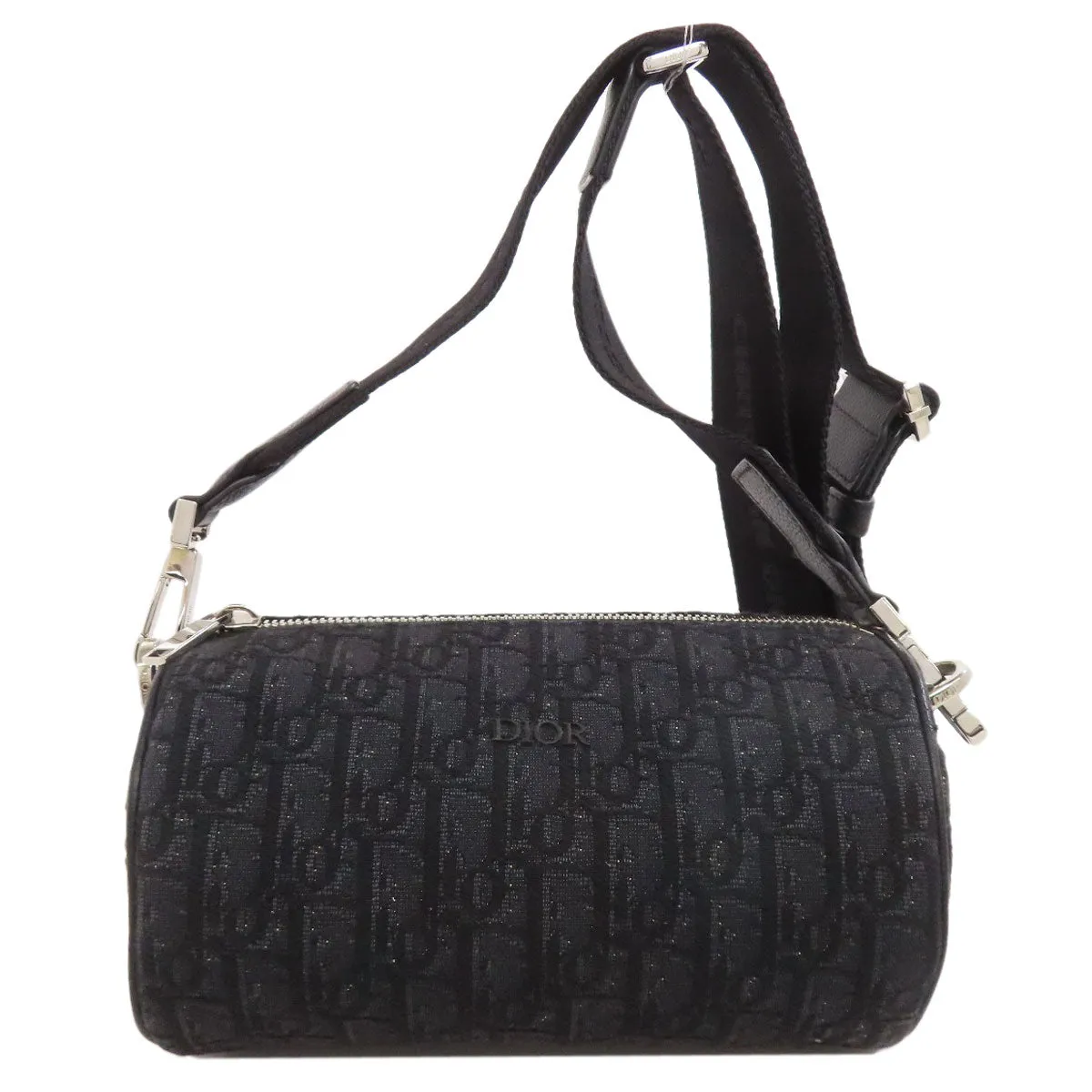 Christian Dior Shoulder Bag canvas black Oblique