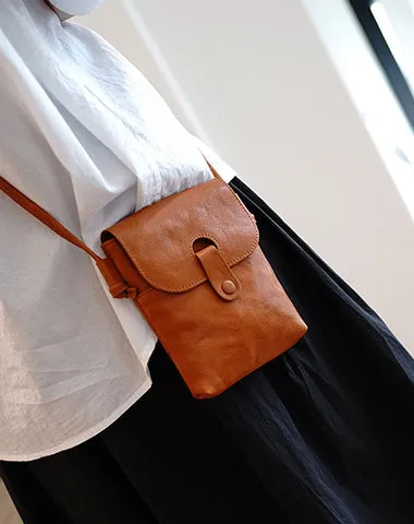 Classic Black Leather Small Phone Shoulder Bag Women Vertical Crossbody Bag for Women