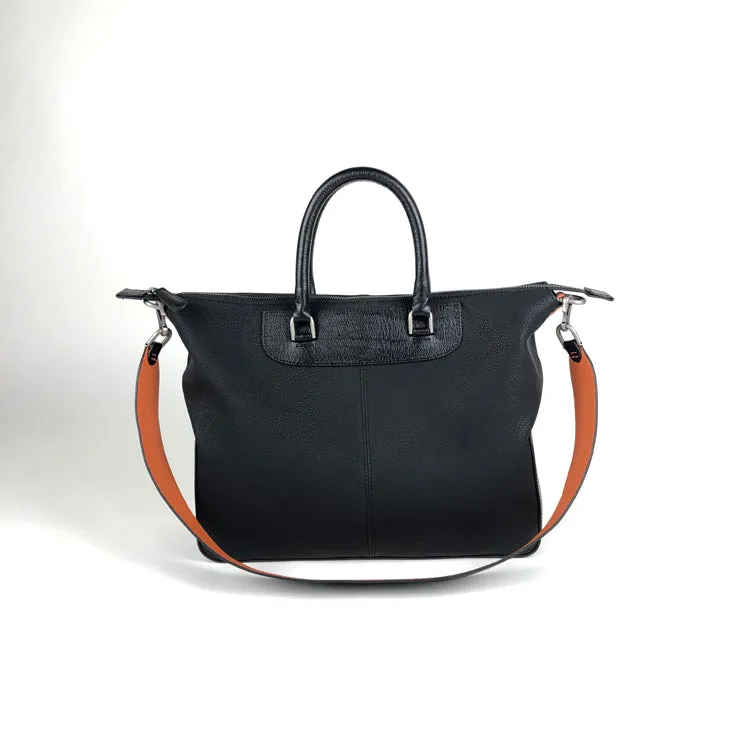 Classic Large Womens Black Leather Work Handbag Purse Leather Shoulder Purse Bag for Ladies