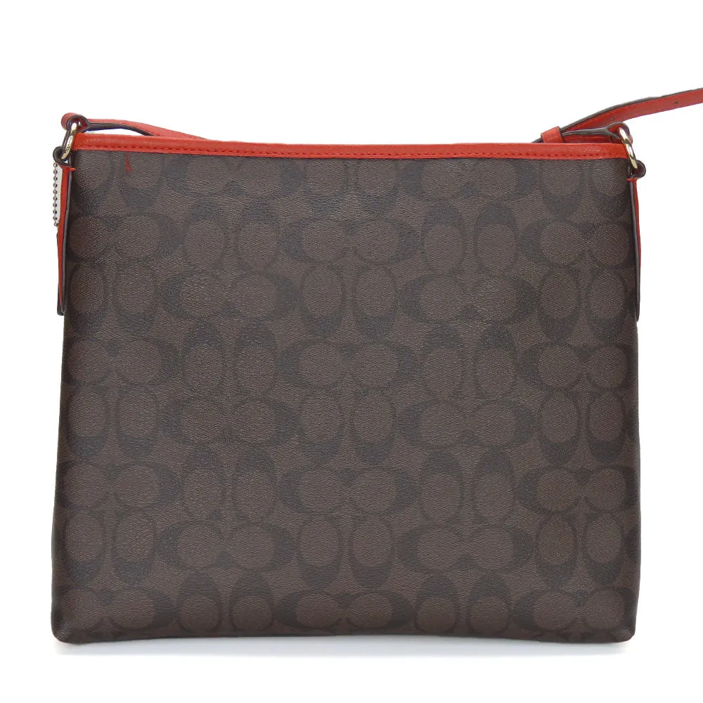 COACH Shoulder Bag F34938 Leather, PVC coated canvas Brown Signature Women Used