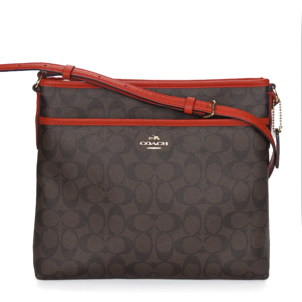 COACH Shoulder Bag F34938 Leather, PVC coated canvas Brown Signature Women Used