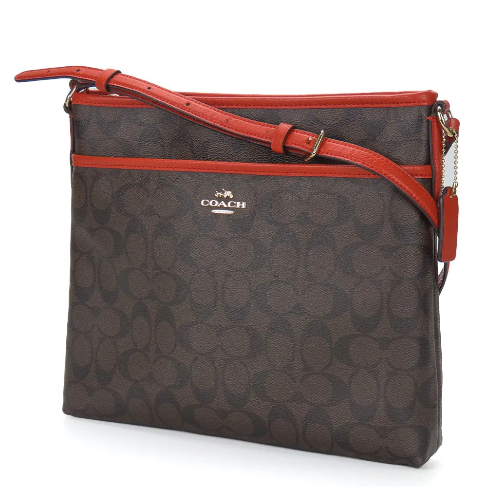 COACH Shoulder Bag F34938 Leather, PVC coated canvas Brown Signature Women Used