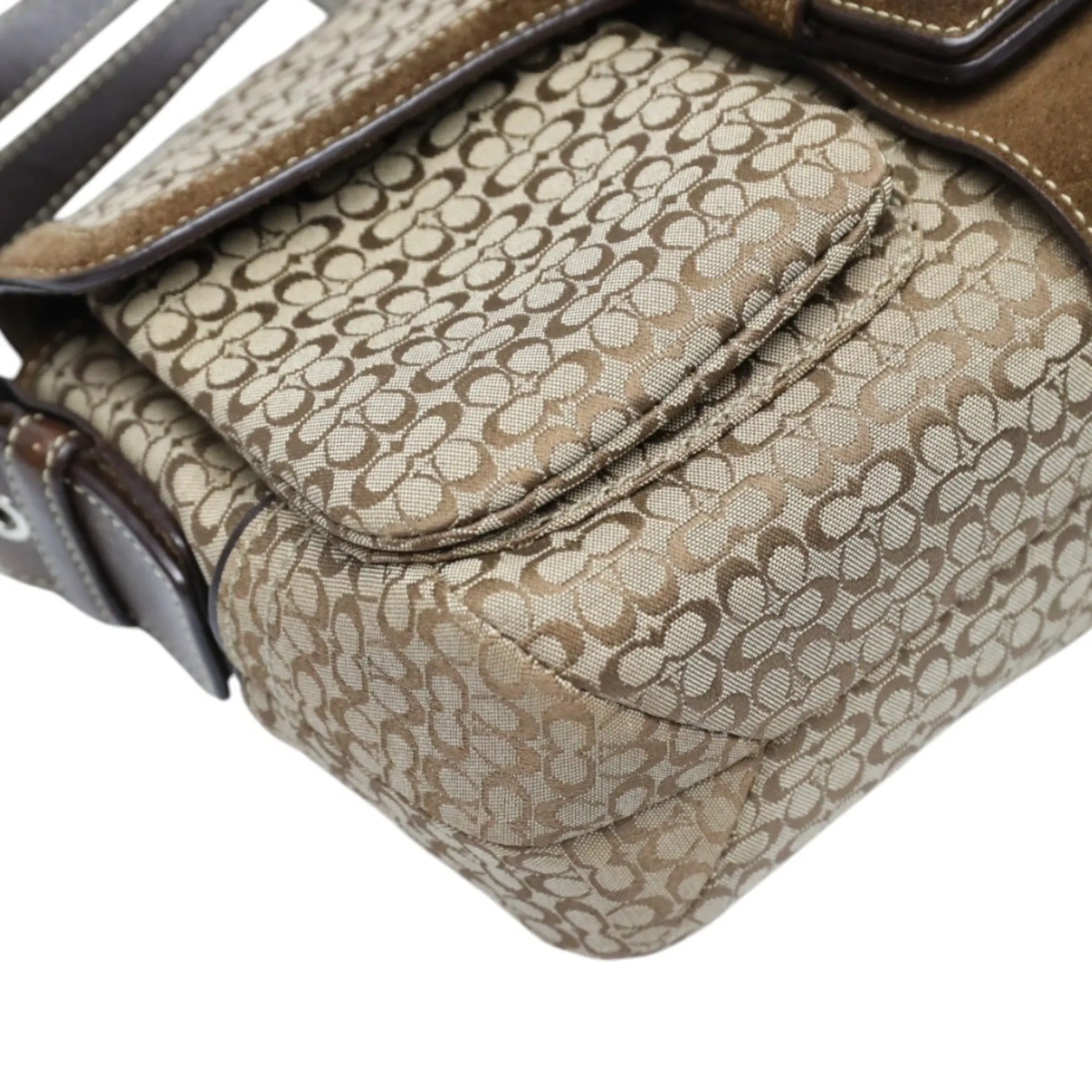 Coach Signature  Canvas Leather Handbag Shoulder Bag (Pre-Owned)