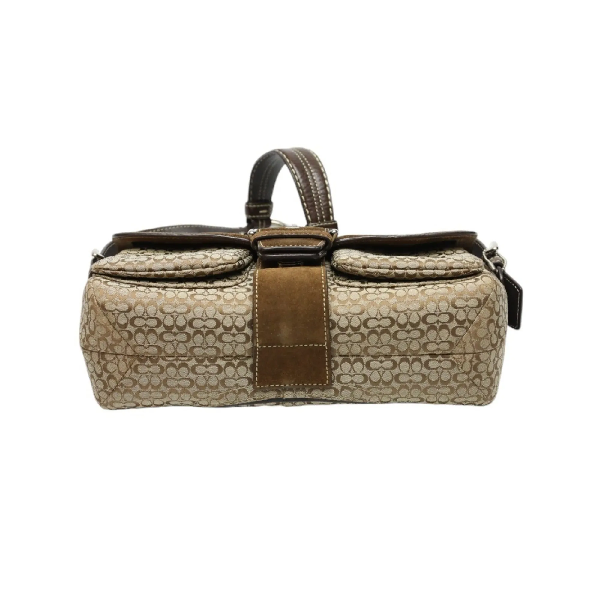 Coach Signature  Canvas Leather Handbag Shoulder Bag (Pre-Owned)