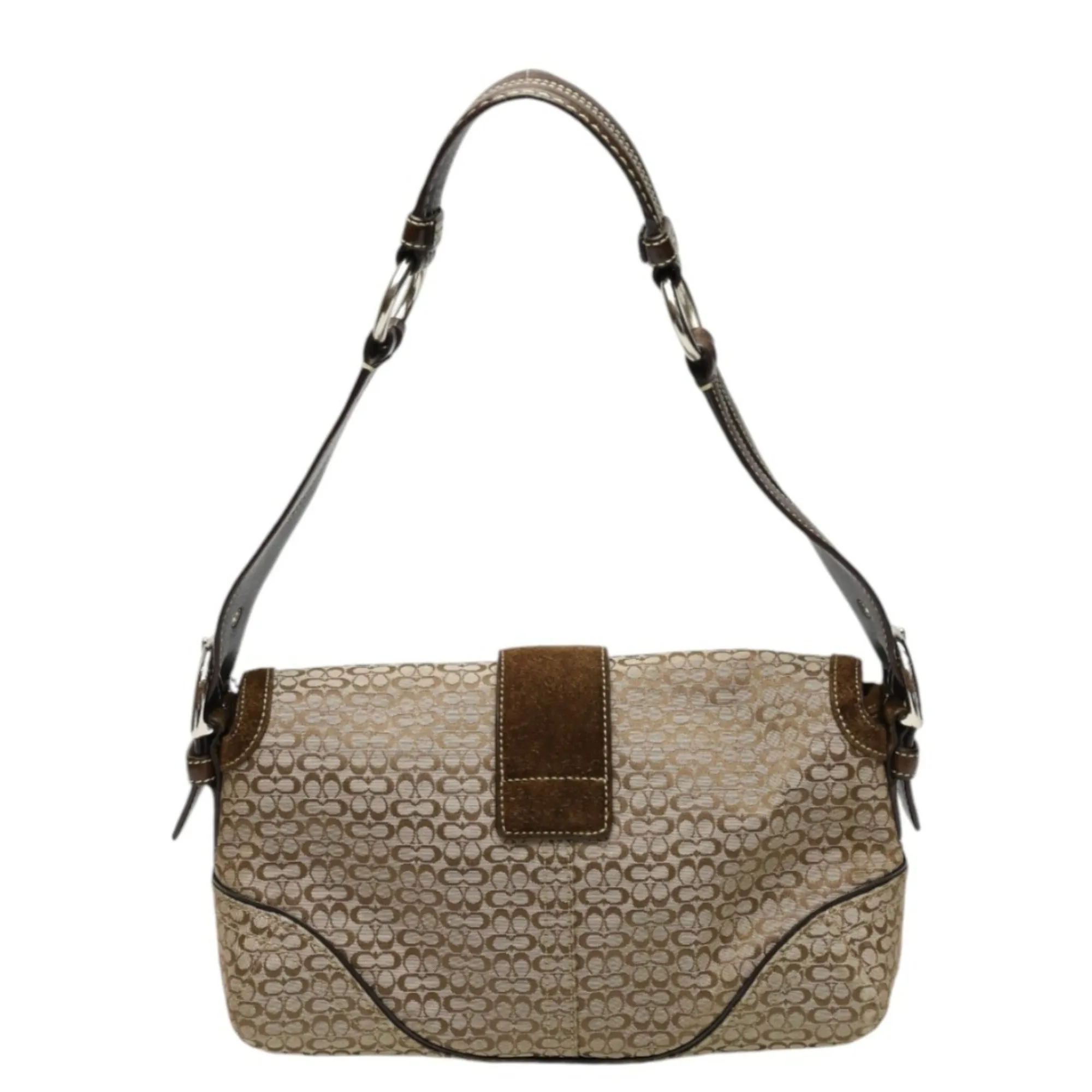 Coach Signature  Canvas Leather Handbag Shoulder Bag (Pre-Owned)