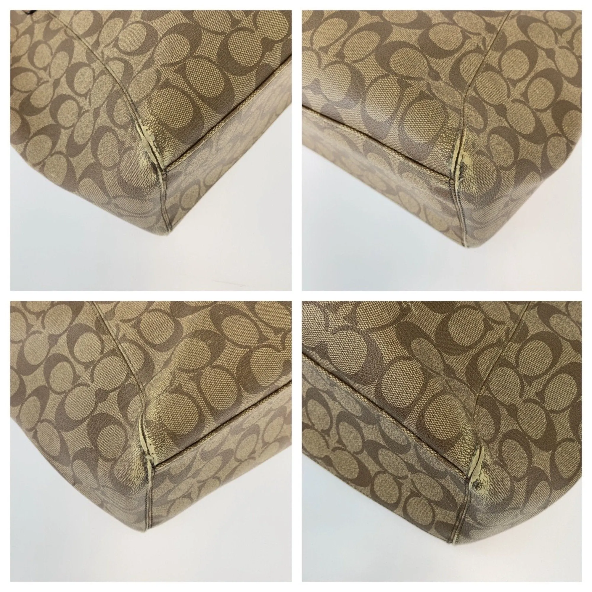 Coach Signature Canvas Leather Shoulder Bag Tote Bag (Pre-Owned)