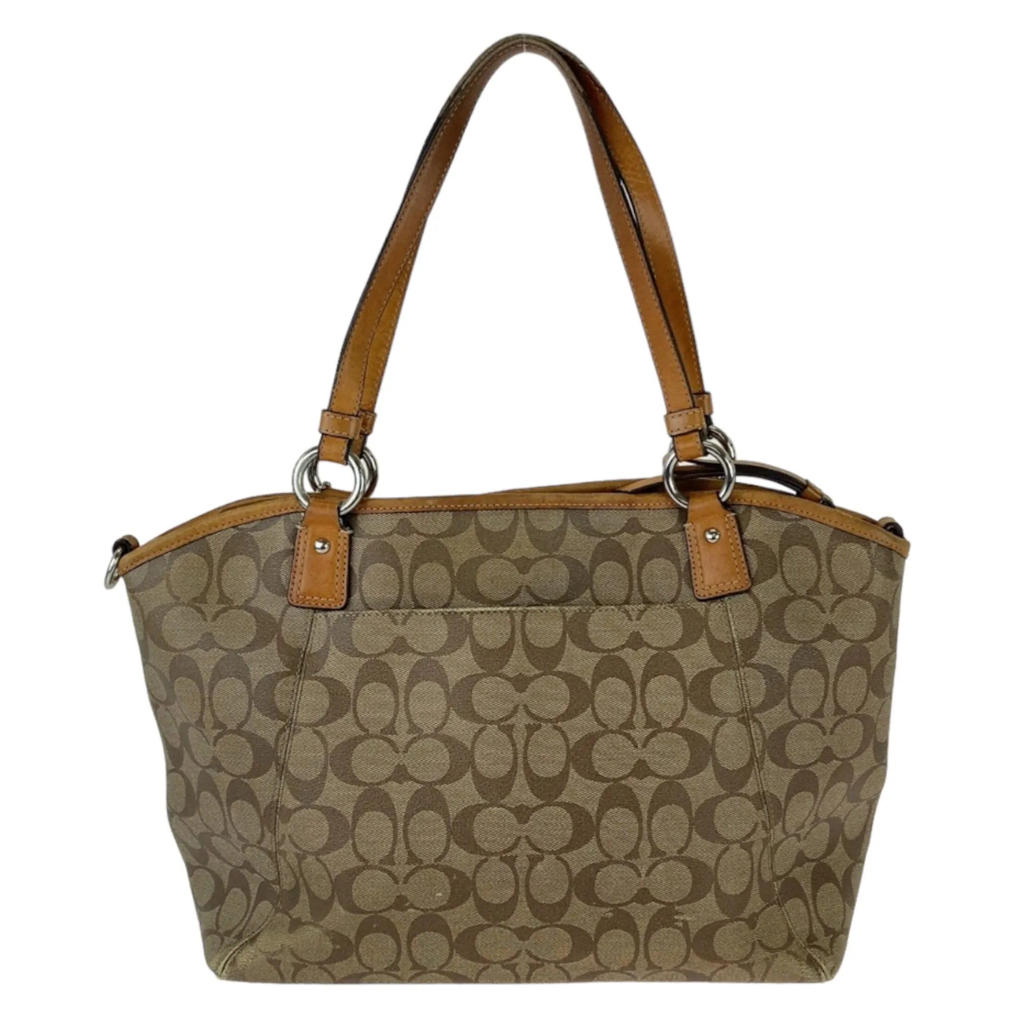 Coach Signature Canvas Leather Shoulder Bag Tote Bag (Pre-Owned)