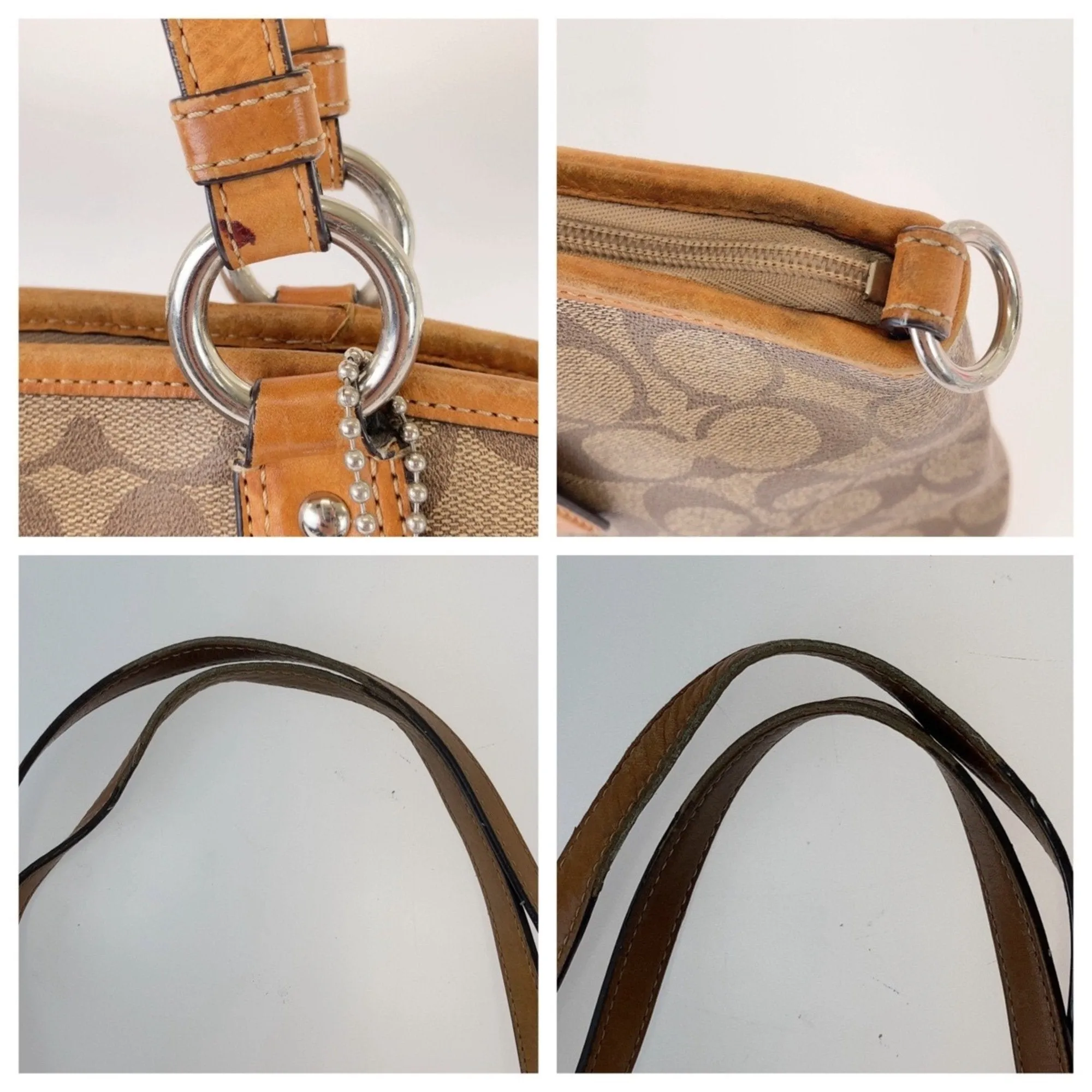 Coach Signature Canvas Leather Shoulder Bag Tote Bag (Pre-Owned)