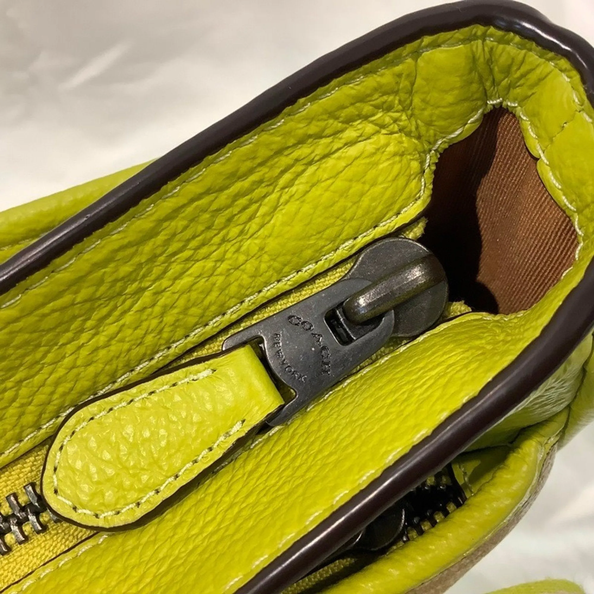 Coach Signature Lime Leather Pvc Shoulder Bag (Pre-Owned)