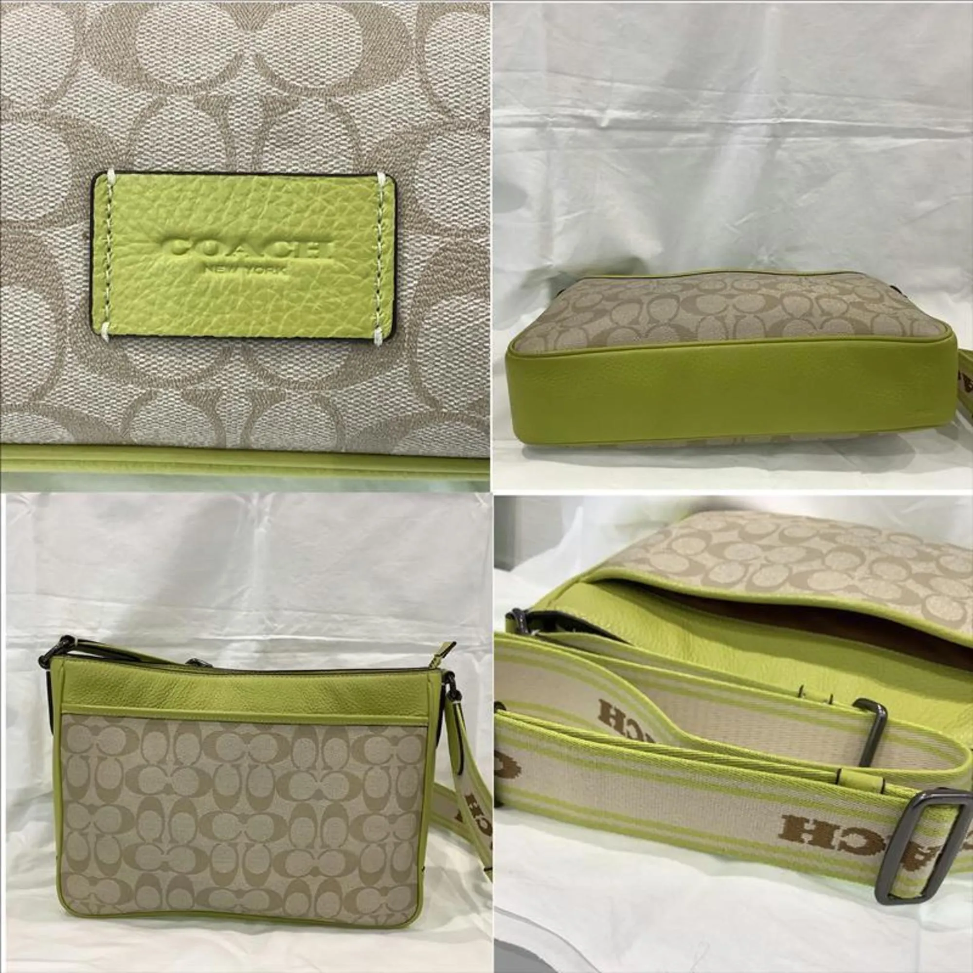 Coach Signature Lime Leather Pvc Shoulder Bag (Pre-Owned)