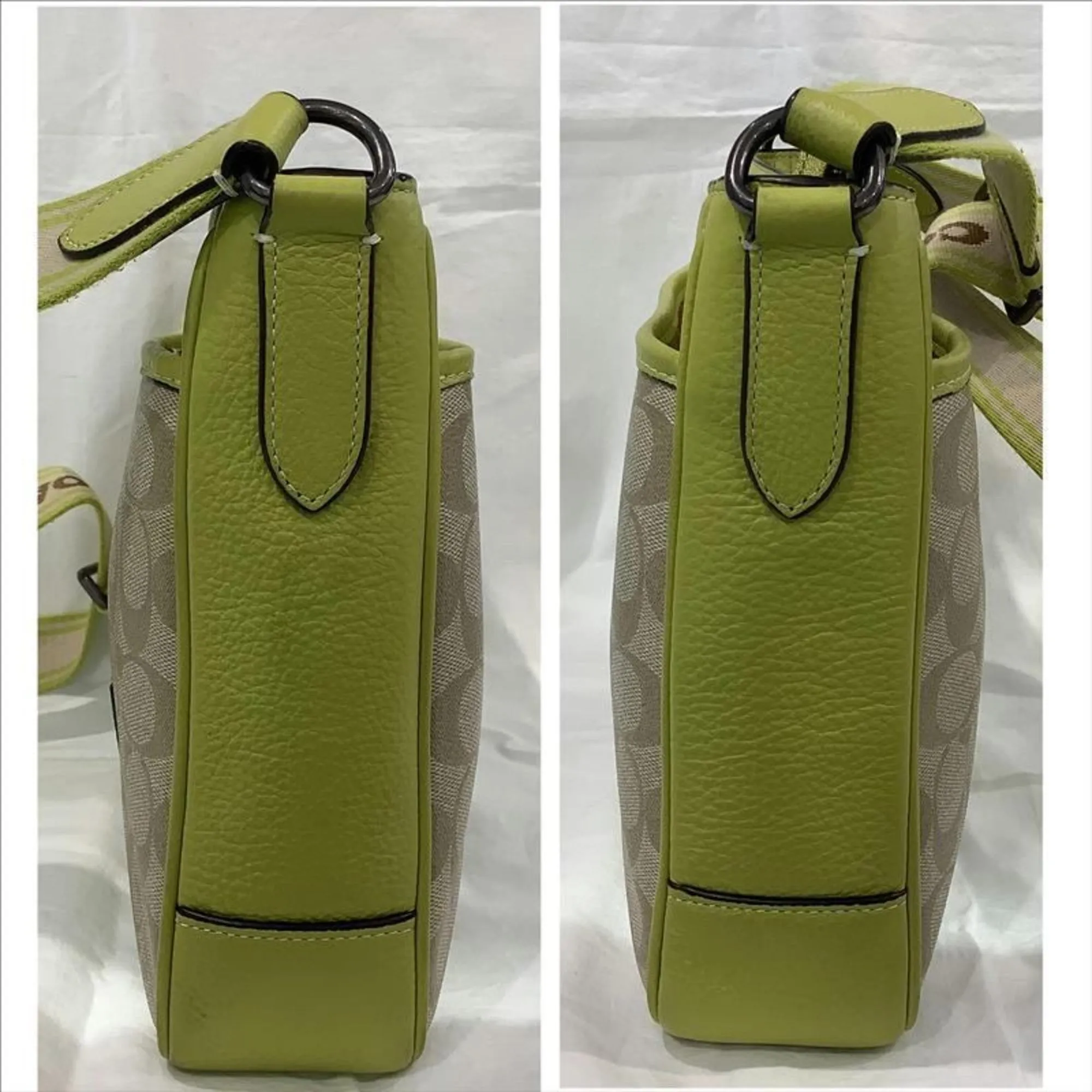 Coach Signature Lime Leather Pvc Shoulder Bag (Pre-Owned)