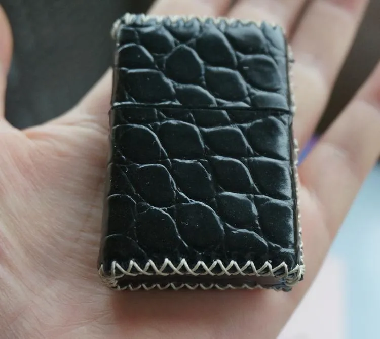 Cool Handmade Camouflage Leather Mens Classic Zippo Lighter Case Standard Zippo Lighter Holder for Men