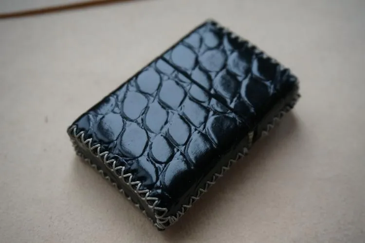 Cool Handmade Camouflage Leather Mens Classic Zippo Lighter Case Standard Zippo Lighter Holder for Men