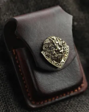 Cool Leather Mens Zippo Lighter Cases With Belt Loop Standard Coffee Zippo Lighter Holders For Men