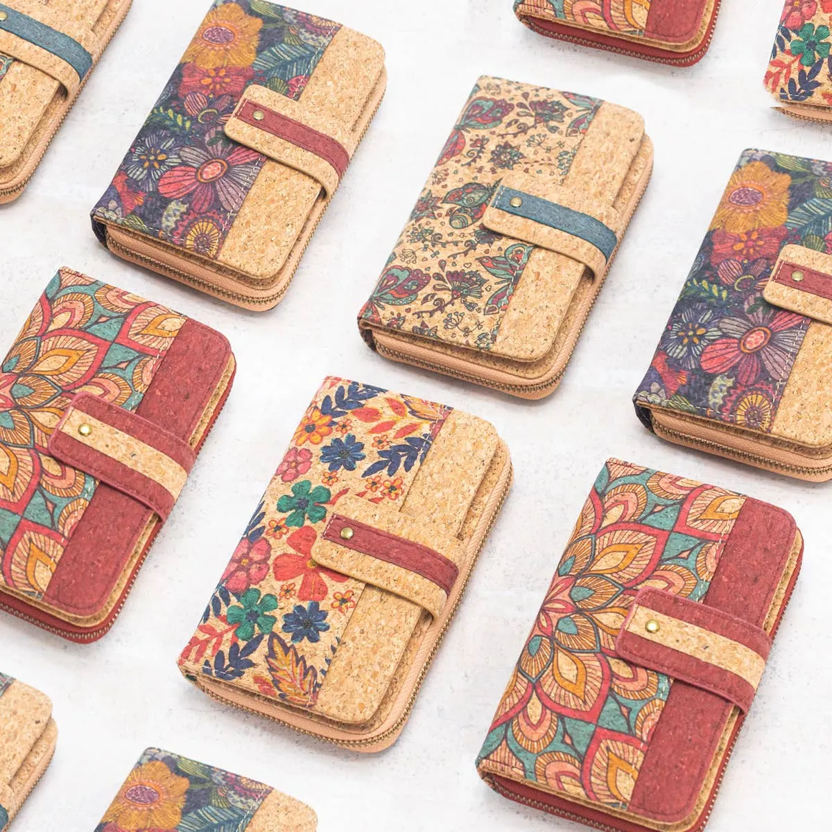Cork Women's Rose&Plant Card Holder Printed Wallet ?C BAG-2242