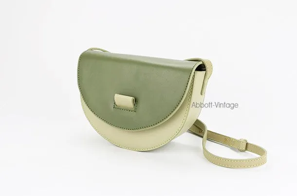 Cute Leather Red Green Womens Mini Saddle Purse Saddle Shoulder Bag for Women