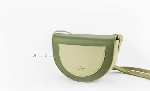 Cute Leather Red Green Womens Mini Saddle Purse Saddle Shoulder Bag for Women