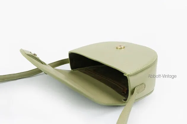 Cute Leather Red Green Womens Mini Saddle Purse Saddle Shoulder Bag for Women