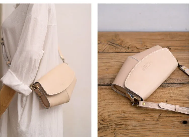 Cute LEATHER Sling Bag Side Bags White WOMEN Saddle SHOULDER BAG Small Crossbody Purses FOR WOMEN