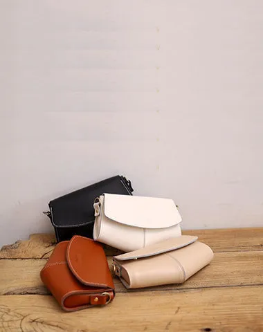 Cute LEATHER Sling Bag Side Bags White WOMEN Saddle SHOULDER BAG Small Crossbody Purses FOR WOMEN