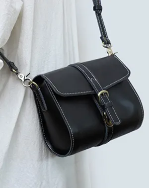 Cute LEATHER Small Side Bag Black WOMEN SHOULDER BAG Small Crossbody Purse FOR WOMEN