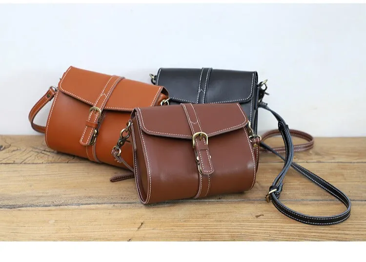Cute LEATHER Small Side Bag Black WOMEN SHOULDER BAG Small Crossbody Purse FOR WOMEN
