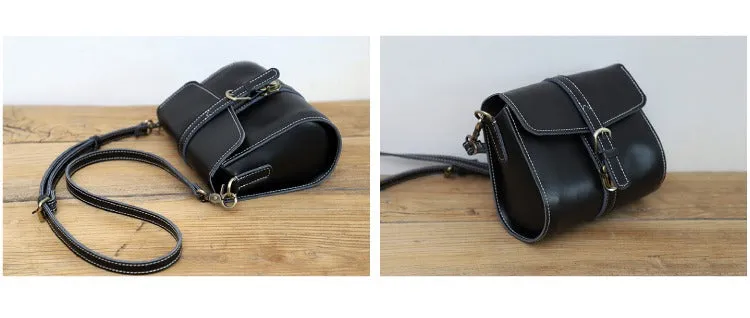 Cute LEATHER Small Side Bag Black WOMEN SHOULDER BAG Small Crossbody Purse FOR WOMEN