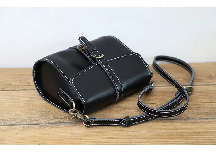 Cute LEATHER Small Side Bag Black WOMEN SHOULDER BAG Small Crossbody Purse FOR WOMEN