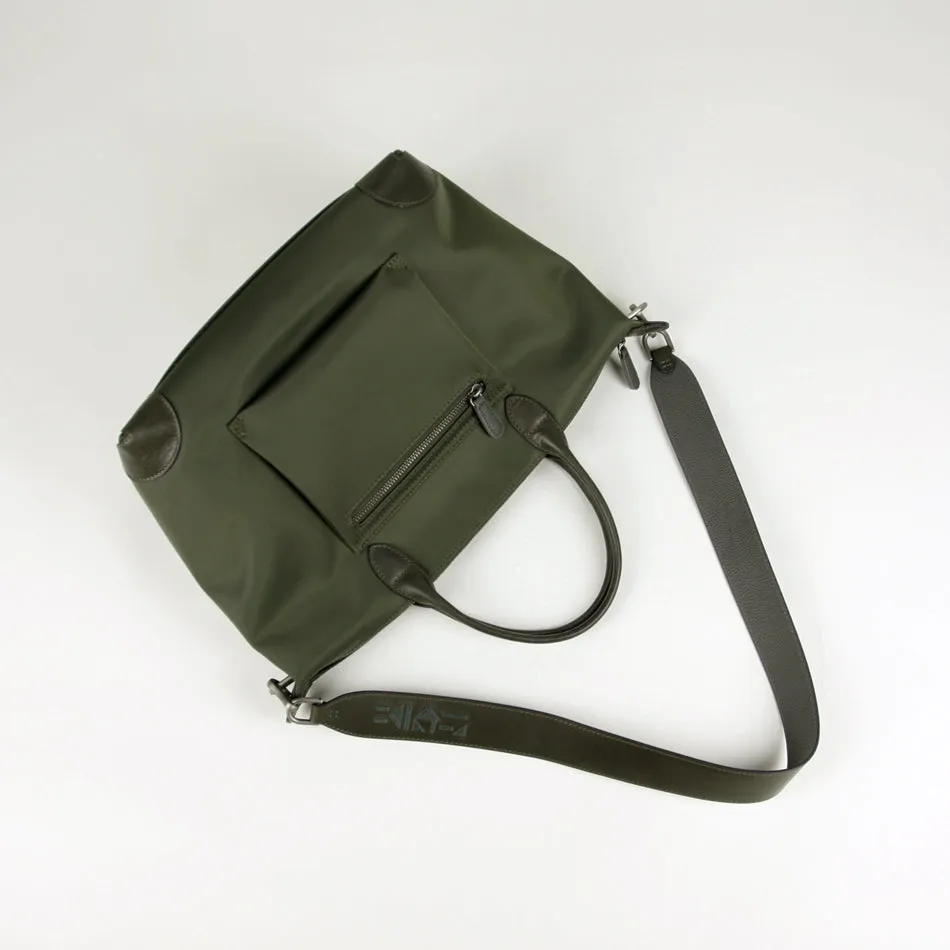 Dark Green Womens Nylon Shoulder Tote Green Nylon Handbag Shoulder Purse for Ladies