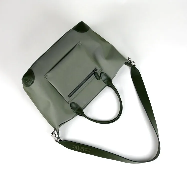 Dark Green Womens Nylon Shoulder Tote Green Nylon Handbag Shoulder Purse for Ladies